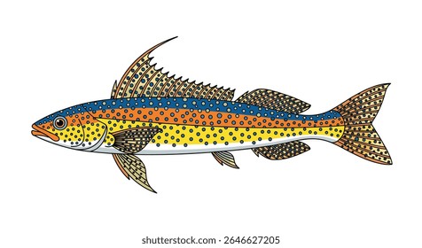 Colorful Speckled Fish Vector Illustration Graphic for Prints Decorations and Wallpapers