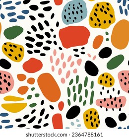 Colorful specks on a white background, flat seamless pattern. Vector illustration