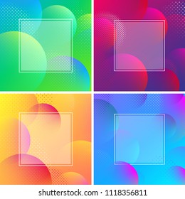 Colorful spectrum backgrounds with frame and abstract bubbles pattern. Vector illustration.