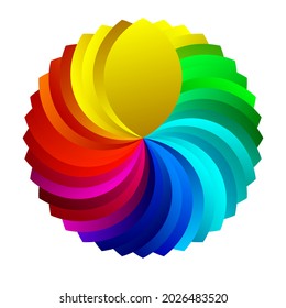 Colorful, spectrum colored abstract mandala, motif icon. Abstract circular, multicolor design element