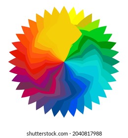 Colorful, spectrum colored abstract mandala, motif icon. Abstract circular, multicolor design element