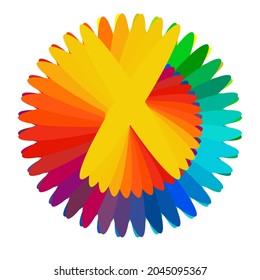 Colorful, spectrum colored abstract mandala, motif icon. Abstract circular, multicolor design element