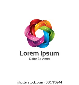 Colorful spectrum diaphragm photography symbol, hexagonal loop logo vector. 