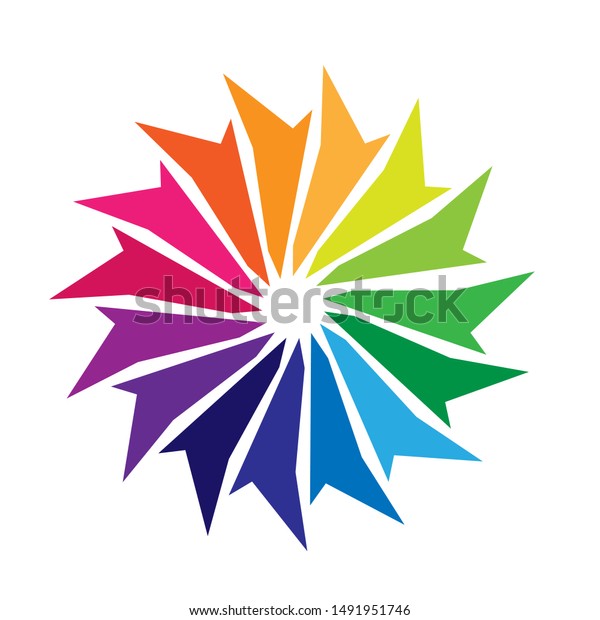 Colorful Spectrum Logo Design Ninja Star Stock Vector Royalty Free 1491951746