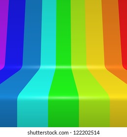 Colorful spectrum painted bent vertical stripes vector background.