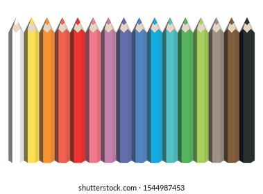 Colorful spectrum of pencils. Sharpened crayons set. Vector illustration.