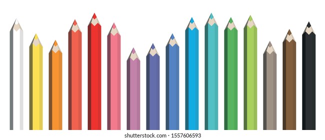 Colorful spectrum of pencils. Sharpened crayons set. Vector illustration.