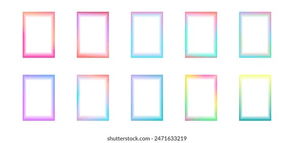 Colorful spectrum of rainbow blurred rectangular frames for user interface. Brightly colored templates for design. Vector illustration