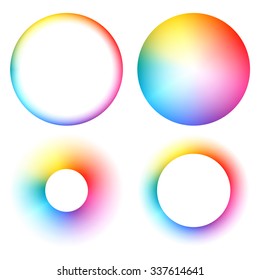 Colorful spectrum rainbow round frames set vector illustration 