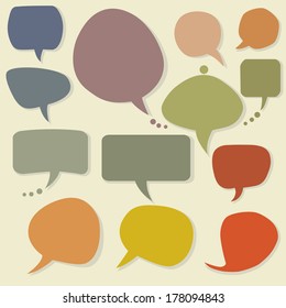 Colorful speech balloons and bubbles set in vector