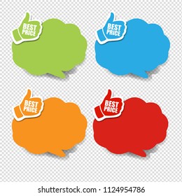 Colorful Speech Bubble Best Price Transparent Background With Gradient Mesh, Vector Illustration