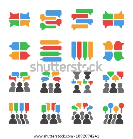 colorful speech bubble and chat box icon set,vector and illustration