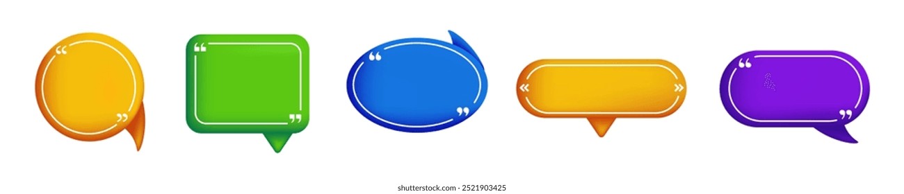 Colorful speech bubble for comments and review. The set of communication box in 3d style