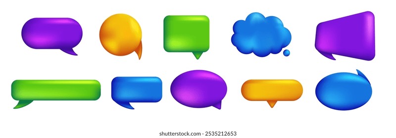 Colorful speech bubble for comments and review. The set of chatting, message and communications boxes. Think icon collection.