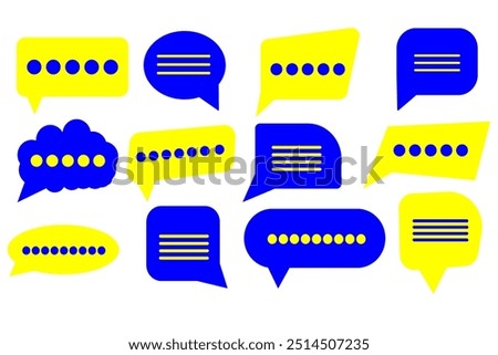 Colorful speech bubble with geometric shapes, perfect for modern designs 