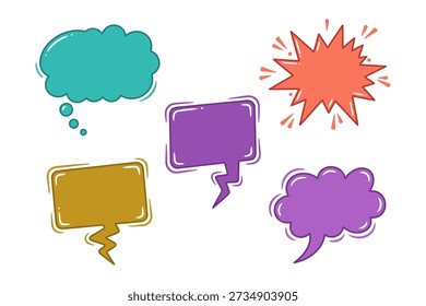 Colorful speech bubble icon. Comic chat sign and symbol. Message box explosion design. Vector illustration isolated on white background.