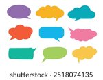 Colorful speech bubble icon set to communication geometric graphic element.