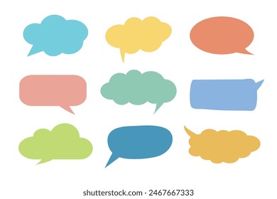 Colorful speech bubble icon set to communication geometric graphic element, Illustrator vector.