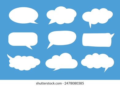 Colorful speech bubble icon set to communication geometric graphic element, Illustrator vector.
