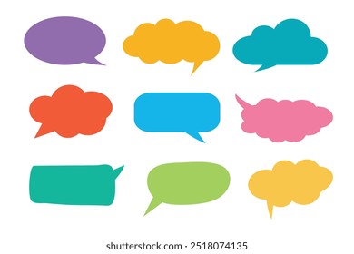 Colorful speech bubble icon set to communication geometric graphic element.