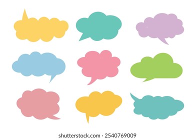 Icono colorido de la burbuja del discurso fijado al elemento gráfico geométrico de la comunicación, Vector de Illustrator.