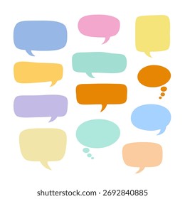 Colorful speech bubble icon set to communication geometric graphic element, Illustrator vector.