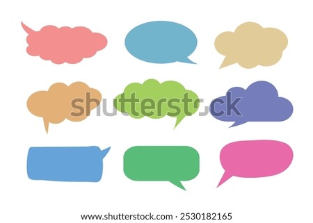 Colorful speech bubble icon set to communication geometric graphic element.