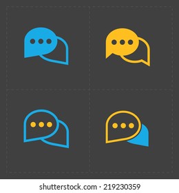 Colorful Speech bubble icons on black background. Vector illustr
