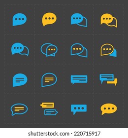 Colorful Speech bubble icons on black background. Vector illustr