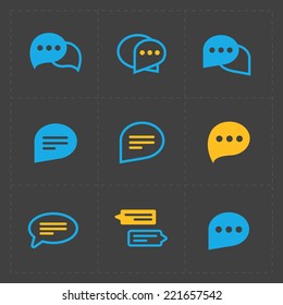 Colorful Speech bubble icons on black background. Vector illustr