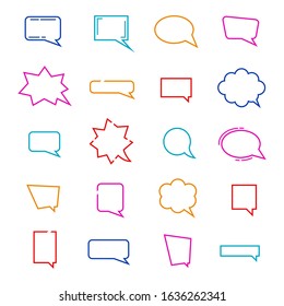 Colorful speech bubble line icon set, vector illustration on white background