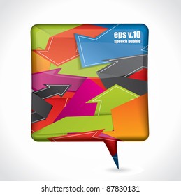 Colorful speech bubble made of origami arrows
