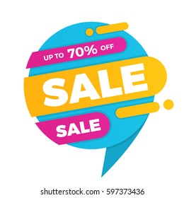 Colorful speech bubble sale design banner price tag sticker badge. Vector illustration.