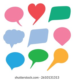 Colorful Speech Bubble Set - Cartoon Chat Balloons Vector.