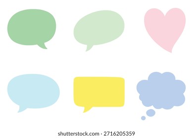 Colorful speech bubble set with chat, message and dialog shapes for communication designs, perfect for social media, apps, comments and conversations.