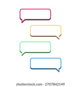 Farbige Sprechblasen mit klaren Umrissen und leerem Platz für Text. Ideal für Kommunikationsthemen, Chat-UI-Design, Infografiken und moderne grafische Layouts.