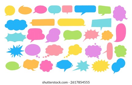 Colorful speech Bubble set with crayon doodle style