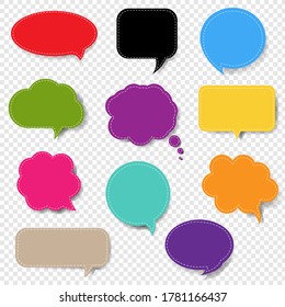 Colorful Speech Bubble Set Isolated Transparent Background With Gradient Mesh, Vector Illustration