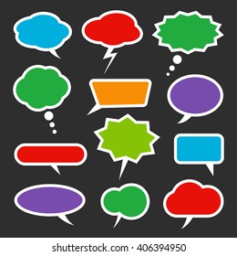 Colorful speech bubble set on dark background