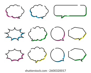 Colorful speech bubble set with shadow
