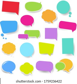 Colorful Speech Bubble Set Transparent Background, Vector Illustration