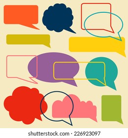 Colorful speech bubble set in vector. Unique vintage collection.