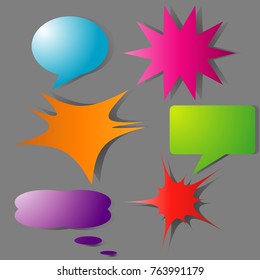 colorful speech bubble with shadow illustration set