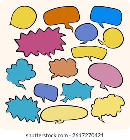 Colorful Speech Bubble Sketch Collection background cream