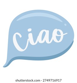 Colorful speech bubble sticker with Ciao in italian language - english for hello greeting 