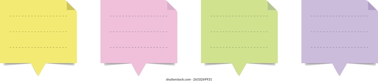 Colorful speech bubble sticky note set