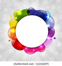Colorful Speech Bubble With Sunburst, Vector Illustration