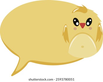 colorful speech bubble template with animals namely yellow chicken in cartoon style for kids designs and templates