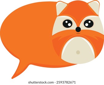 colorful speech bubble template with animals namely orange fox in cartoon style for kids designs and templates