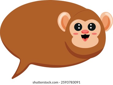 colorful speech bubble template with animals namely brown monkey in cartoon style for kids designs and templates